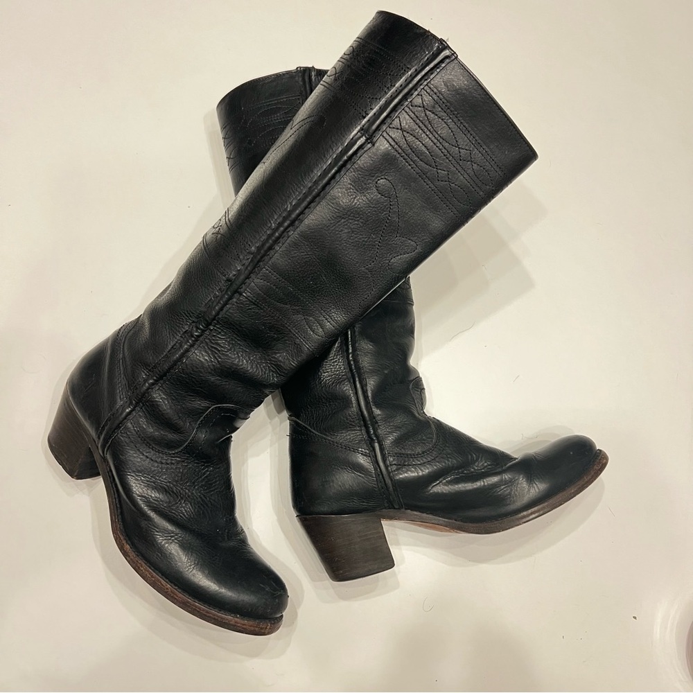Frye Black Leather Heeled Boots size 8